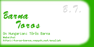 barna toros business card